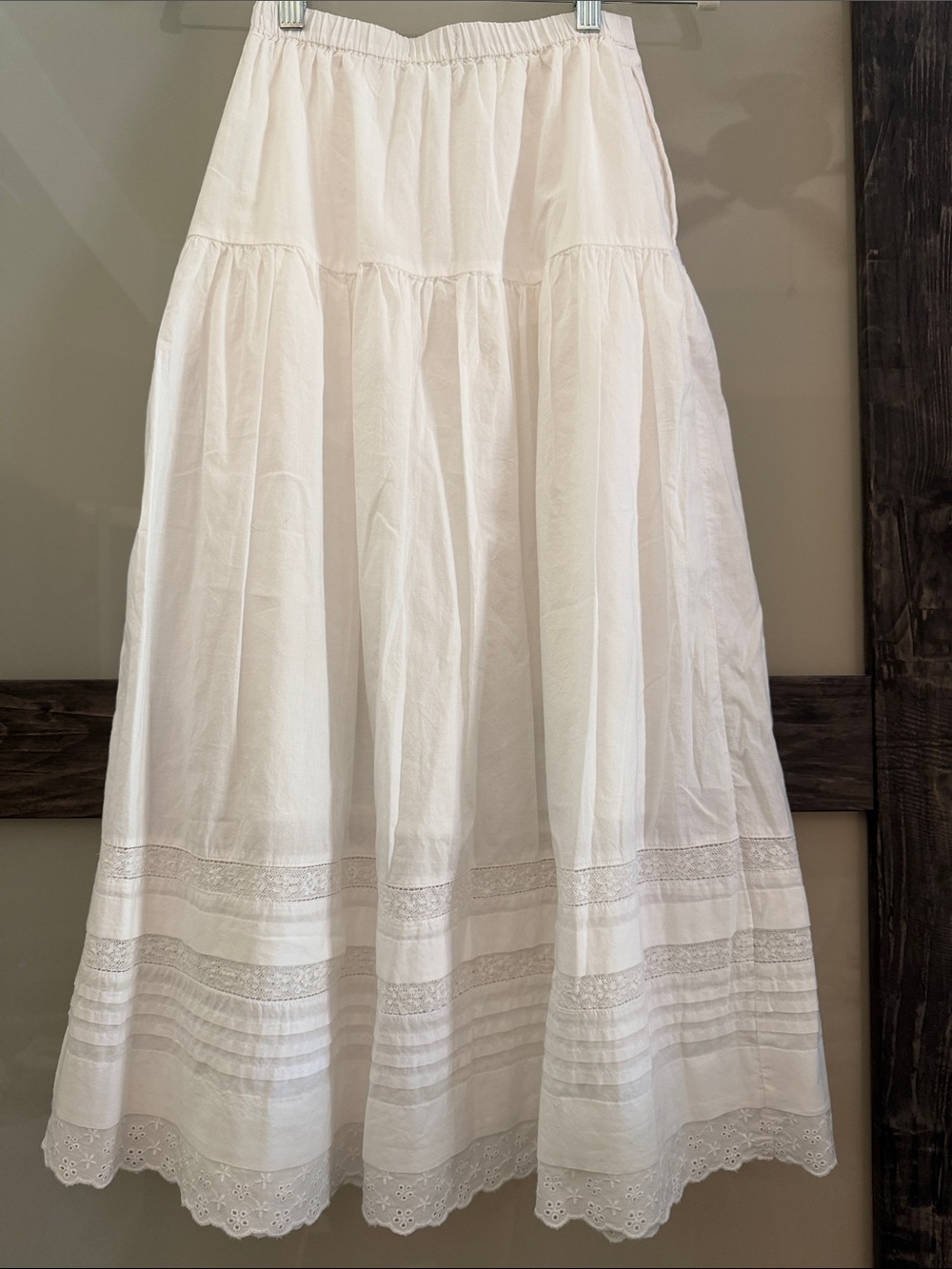 $138 NWT Madewell White pintucked midi Skirt cottagecore xxs - Picture 7 of 7
